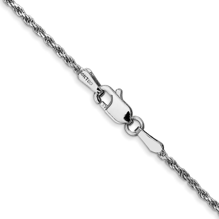 14K White Gold 20 inch 1.3mm Diamond-cut Machine Made Rope with Lobster Clasp Chain Chain