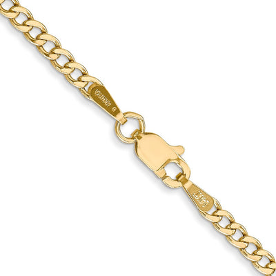 14K 20 inch 2.5mm Semi-Solid Curb with Lobster Clasp Chain