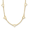 14k Polished Open Hearts on Heart Link 16in Necklace