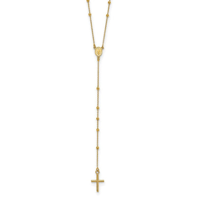 14k Polished Rosary 24 inch Necklace