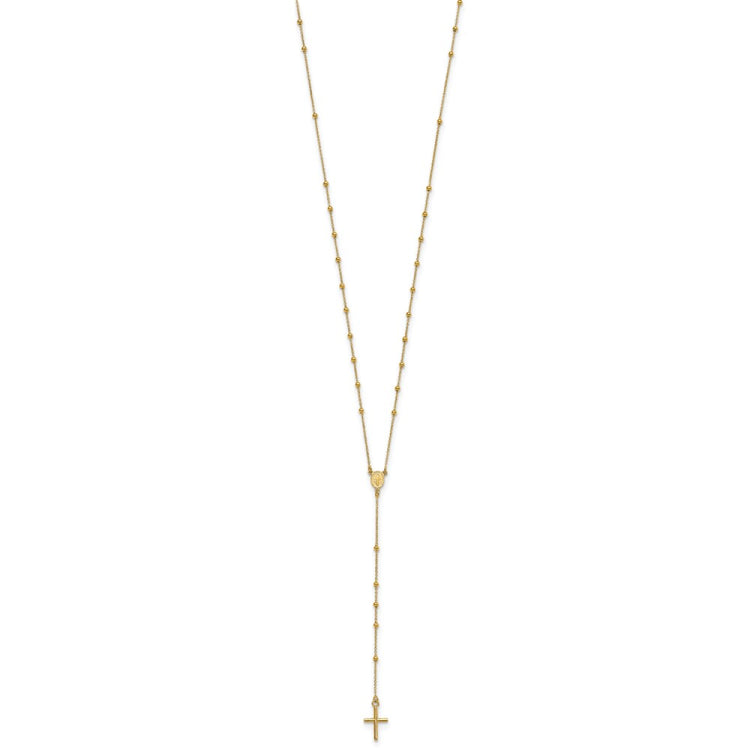 14k Polished Rosary 24 inch Necklace