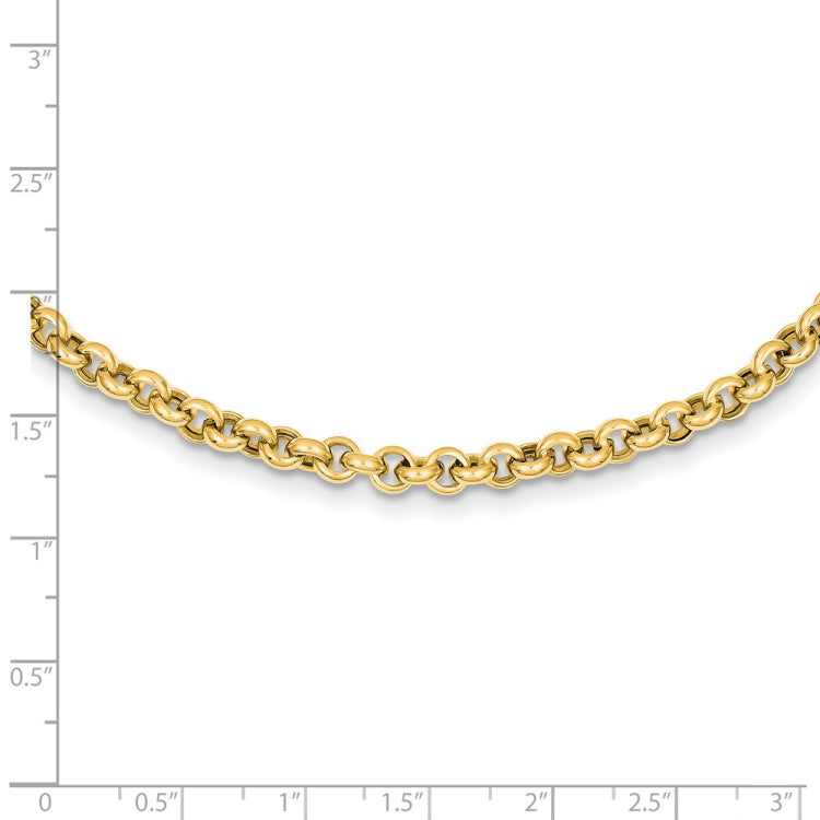 14k 18in 5mm Polished Fancy Rolo Link Necklace