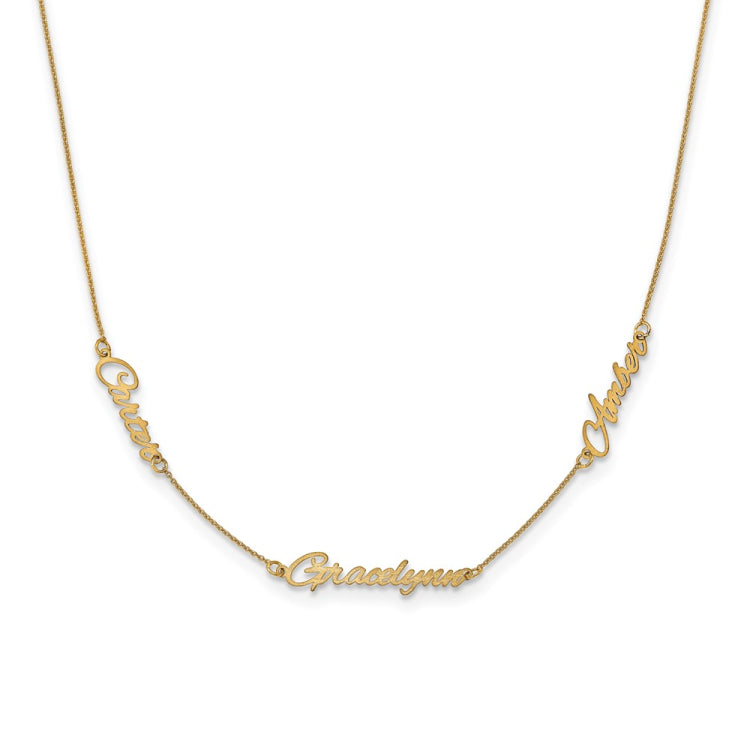 14K Brushed 3 Name Necklace