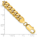 14K 9 inch 7.3mm Semi-Solid Miami Cuban with Lobster Clasp Chain