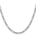 14K White Gold 24 inch 4.4mm Semi-Solid Figaro with Lobster Clasp Chain