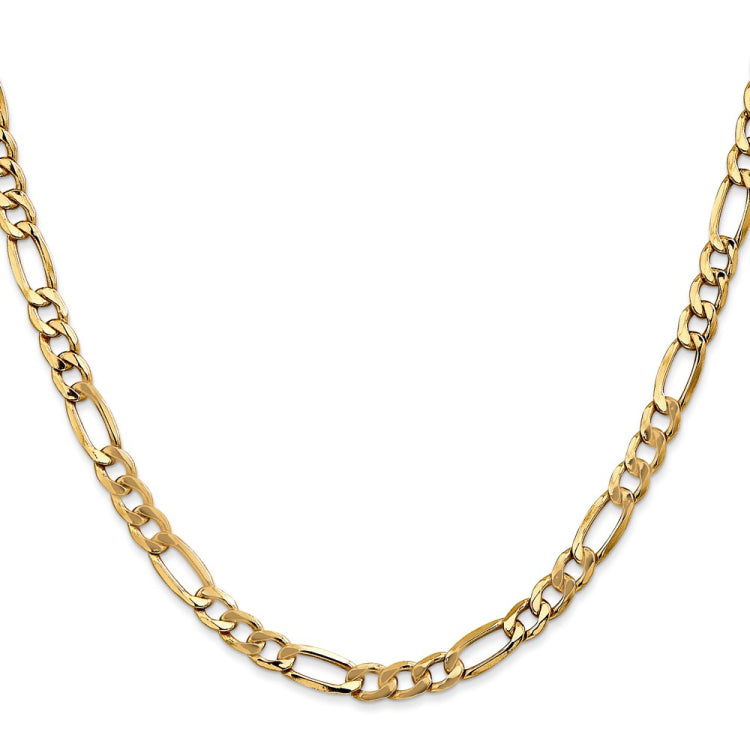 14K 24 inch 5.75mm Semi-Solid Figaro with Lobster Clasp Chain