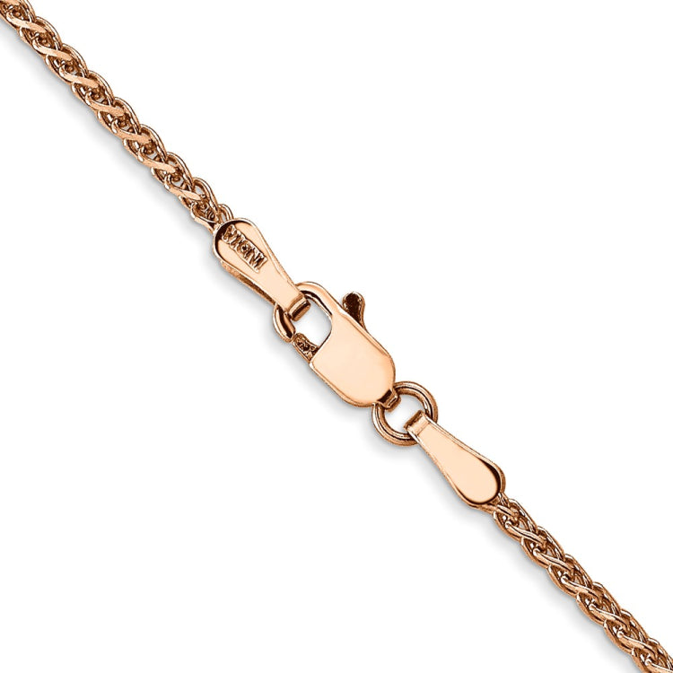 14K Rose Gold 22 inch 1.7mm Diamond-cut Spiga with Lobster Clasp Chain