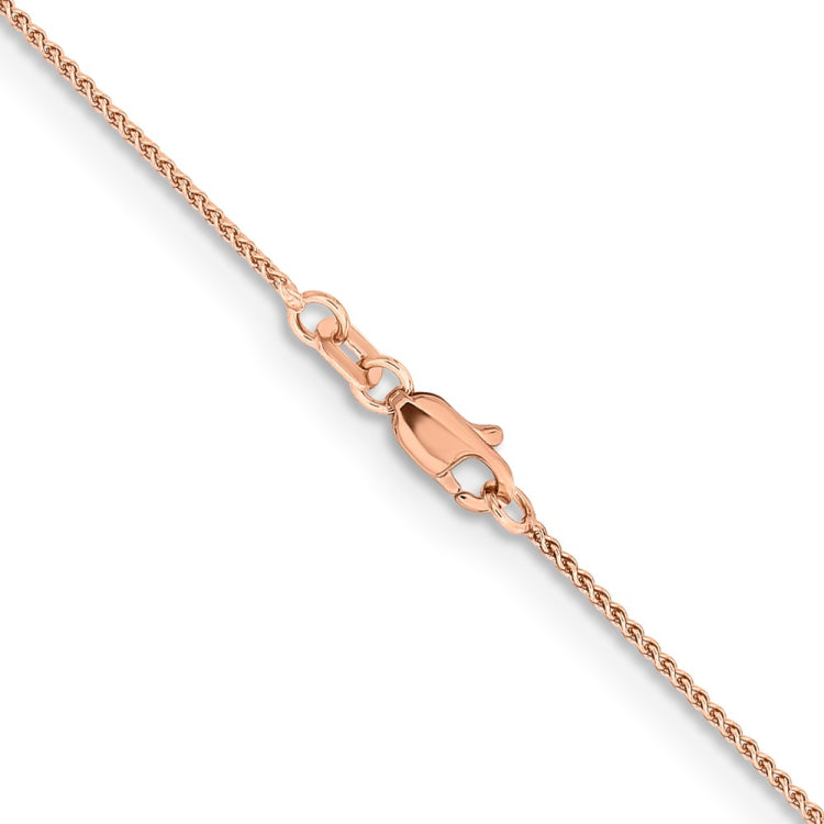 14K Rose Gold 18 inch 1mm Solid Polished Spiga with Lobster Clasp Chain