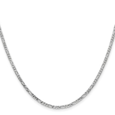 14K White Gold 20 inch 2.25mm Flat Figaro with Lobster Clasp Chain