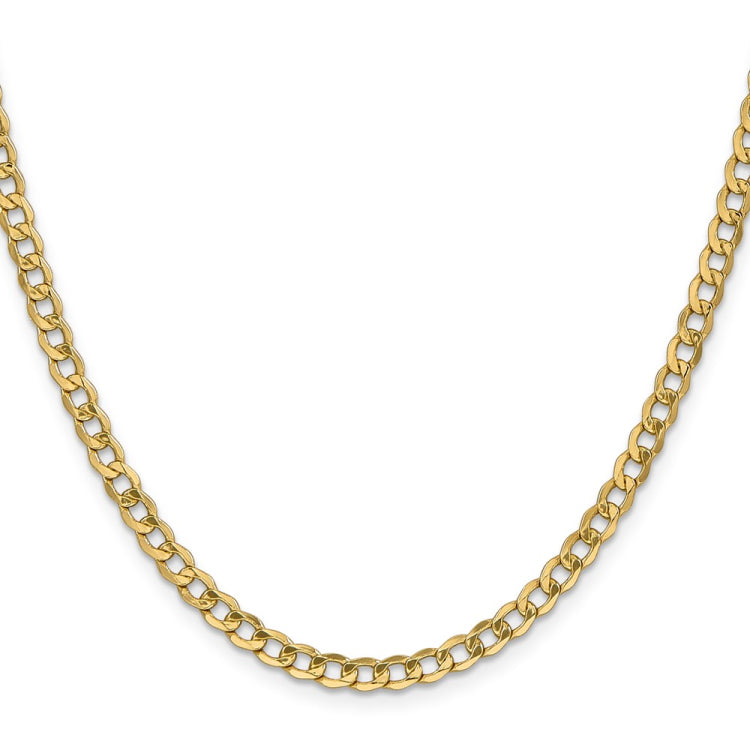 14K 20 inch 4.3mm Semi-Solid Curb with Lobster Clasp Chain