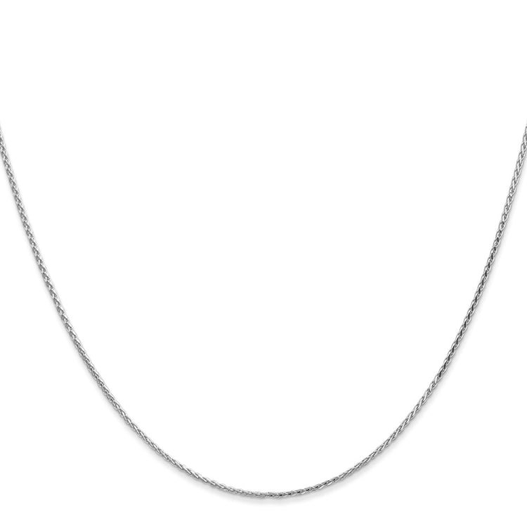 14K White Gold 18 inch 1mm Diamond-cut Parisian Wheat with Lobster Clasp Chain