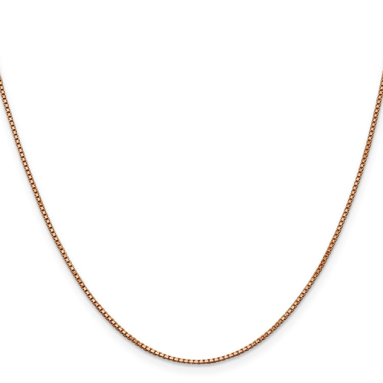 14K Rose Gold 18 inch 1mm Box Link with Lobster Clasp Chain