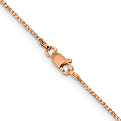 14K Rose Gold 18 inch 1mm Box Link with Lobster Clasp Chain