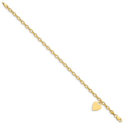 14k Dangle Heart Bracelet