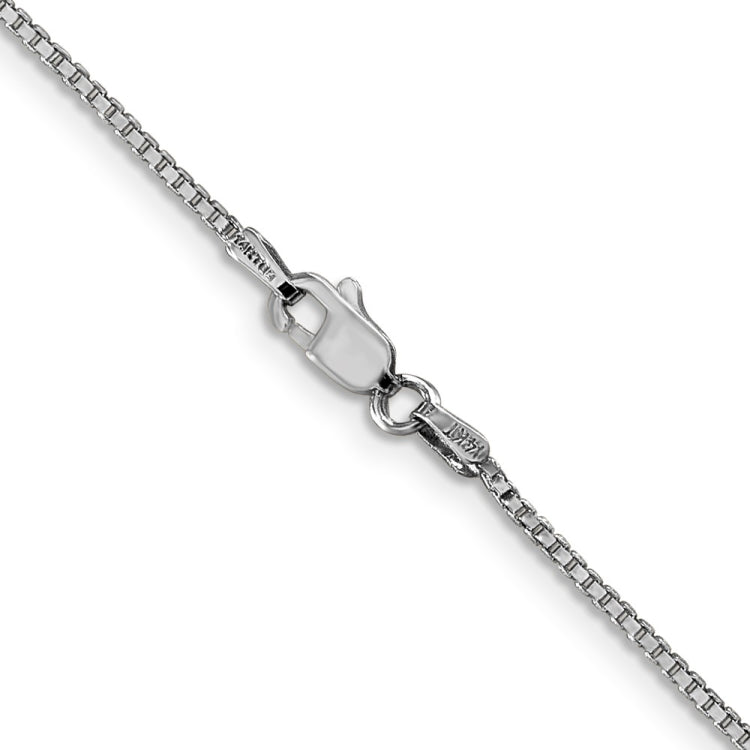 14K White Gold 18 inch 1.1mm Box with Lobster Clasp Chain