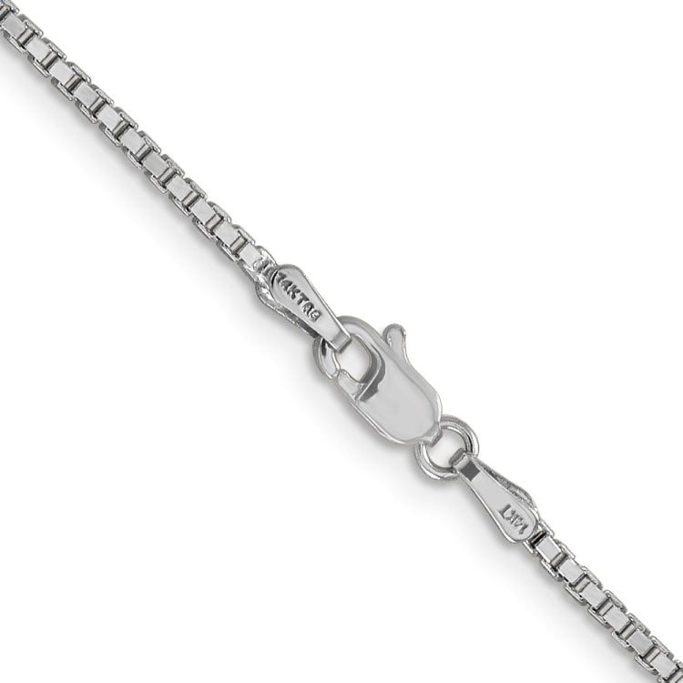 14K White Gold 20 inch 1.5mm Box with Lobster Clasp Chain