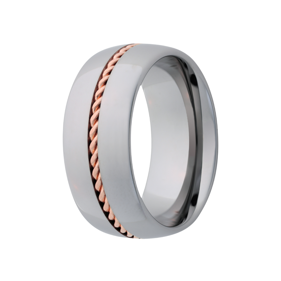 Cobalt Dome Ring with Rose Gold Inlay