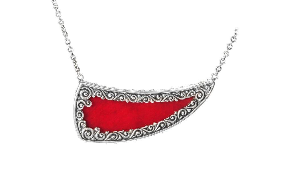 Crescent Moon Pendant- Coral