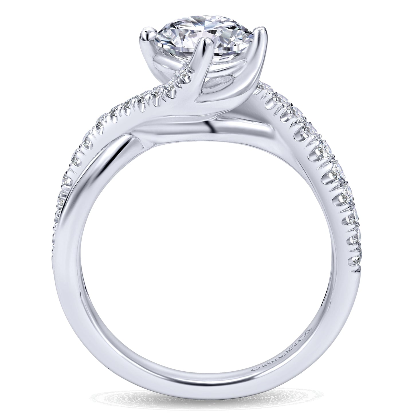 14K White Gold Bypass Round Diamond Engagement Ring