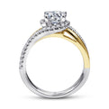 14K White-Yellow Gold Round Halo Diamond Engagement Ring