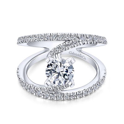 18k White Gold Round Split Shank Diamond Engagement Ring