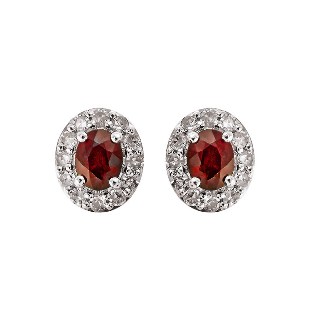 10Kt White Gold Diamond 1/7Ctw & Ruby 3/8Ctw Earring