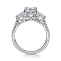 14K White Gold Emerald Cut Three Stone Diamond Channel Set Engagement Ring