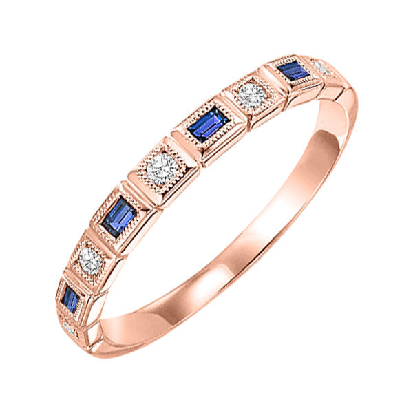 10Kt Rose Gold Diamond 1/20Ctw & Sapphire 1/8Ctw Ring