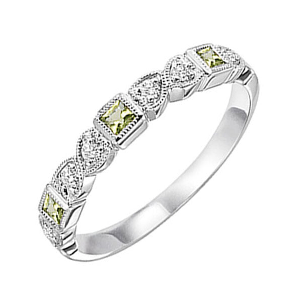 10Kt White Gold Diamond 1/10Ctw & Peridot 1/7Ctw Ring