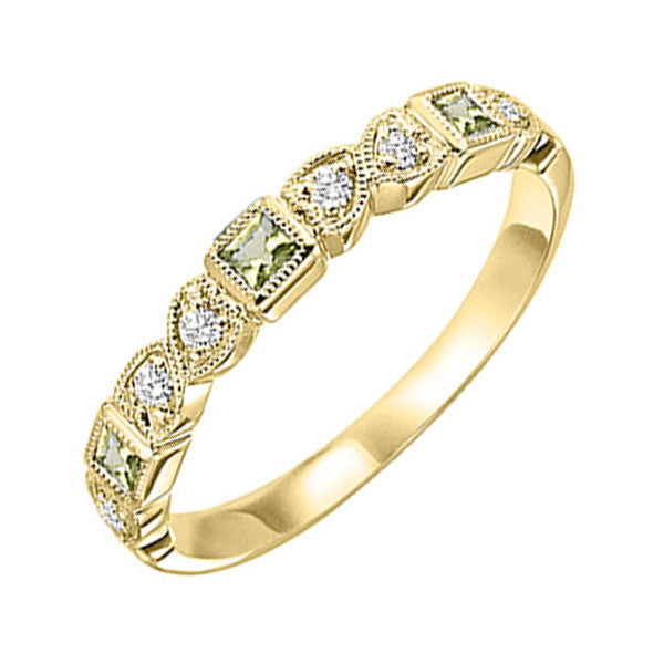 14Kt Yellow Gold Diamond 1/12Ctw & Peridot 1/7Ctw Ring