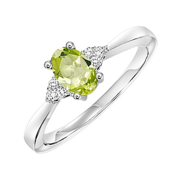 10Kt White Gold Diamond 1/20Ctw & Peridot 1/2Ctw Ring