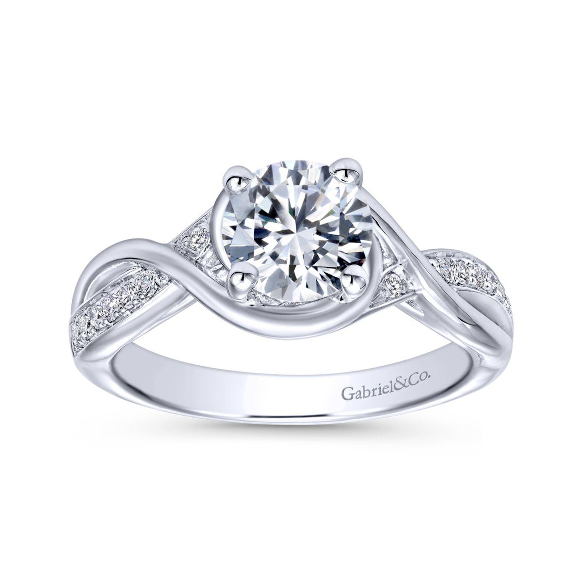 Gabriel & Co. 14k White Gold Contemporary Twisted Engagement Ring