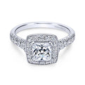 Gabriel & Co. 14k White Gold Victorian Halo Engagement Ring