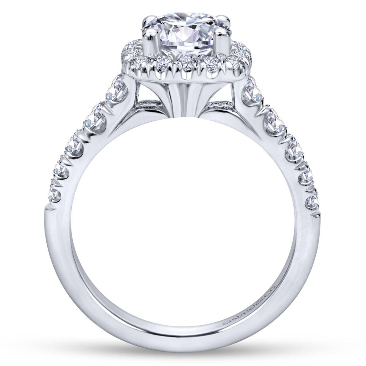 Gabriel & Co. 14k White Gold Contemporary Halo Engagement Ring