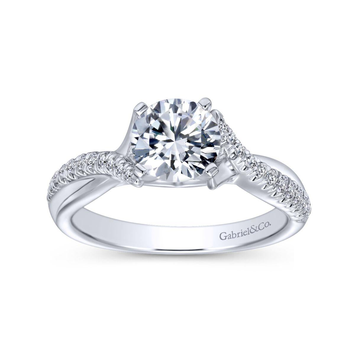 Gabriel & Co. 14k White Gold Contemporary Twisted Engagement Ring