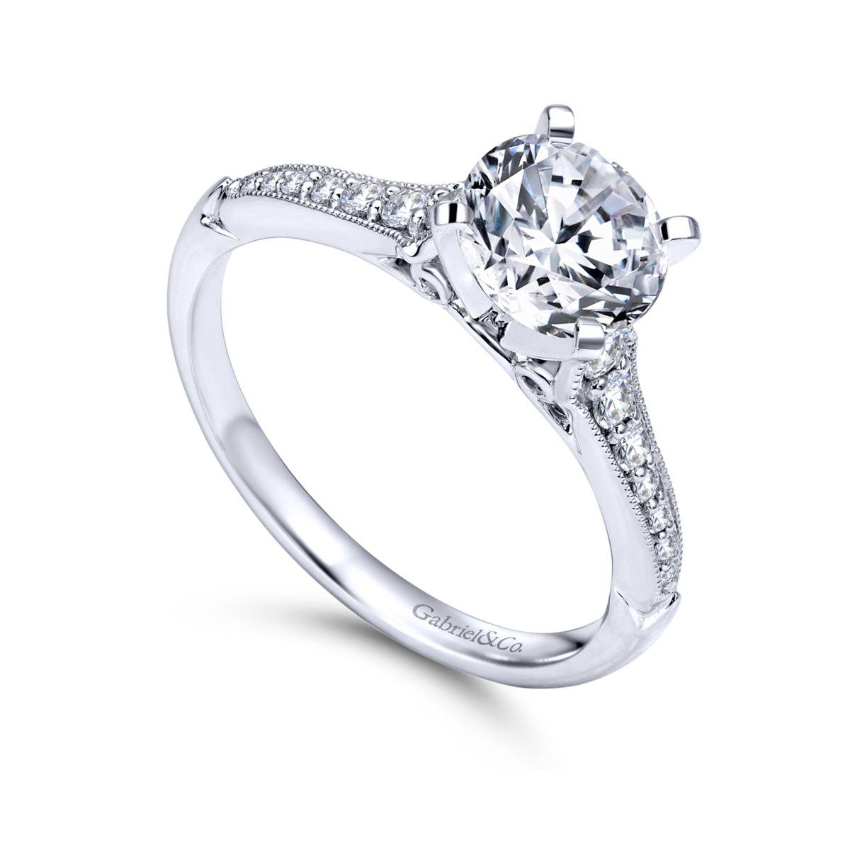 Gabriel & Co. 14k White Gold Contemporary Straight Engagement Ring