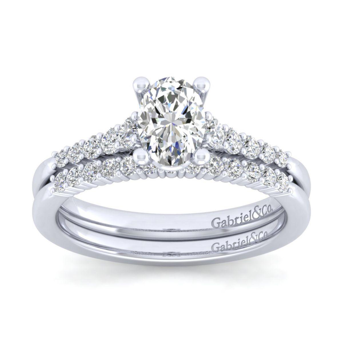 Gabriel & Co. 14k White Gold Contemporary Straight Engagement Ring