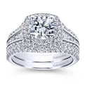 Gabriel & Co. 14k White Gold Contemporary Double Halo Engagement Ring