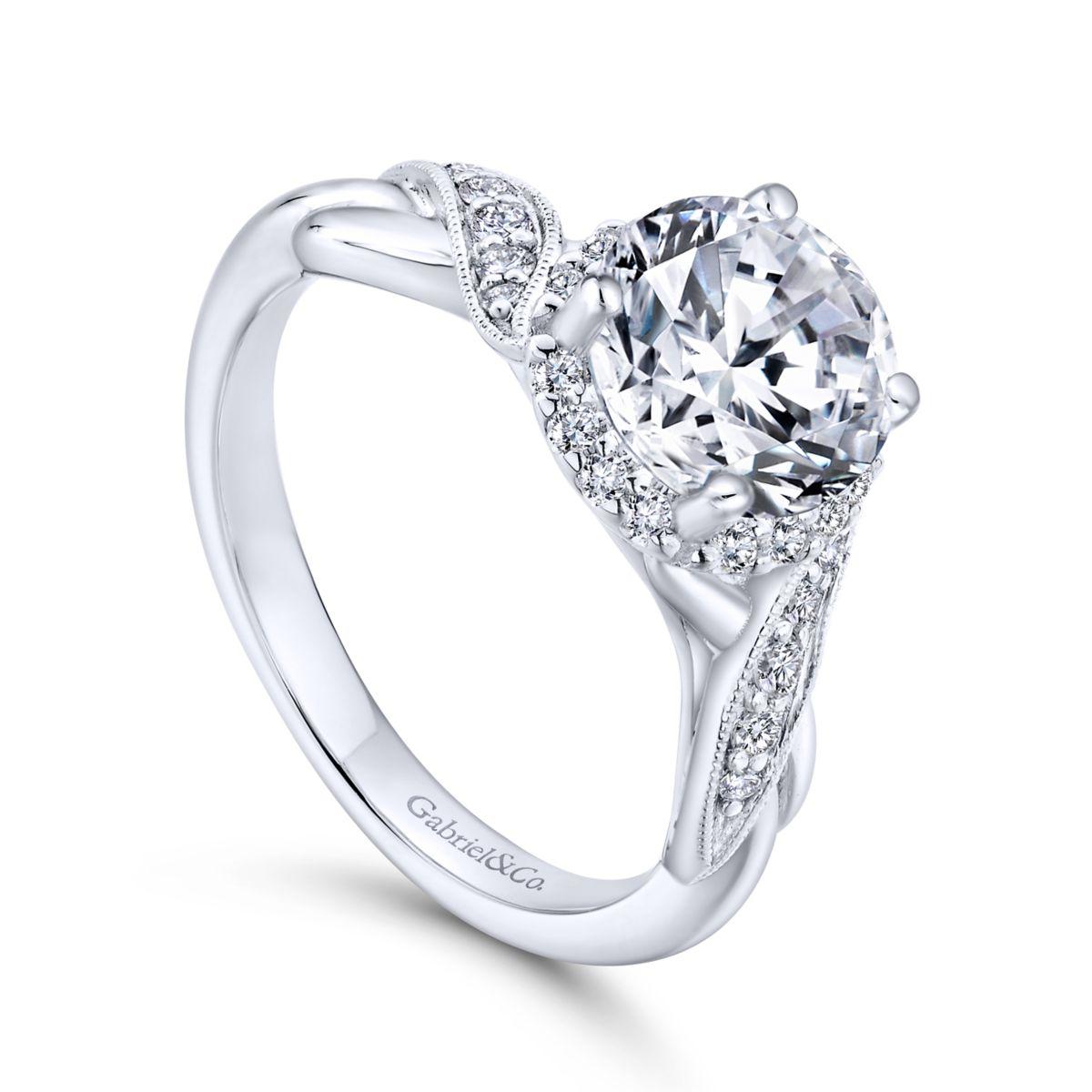 Gabriel & Co. 14k White Gold Contemporary Halo Engagement Ring