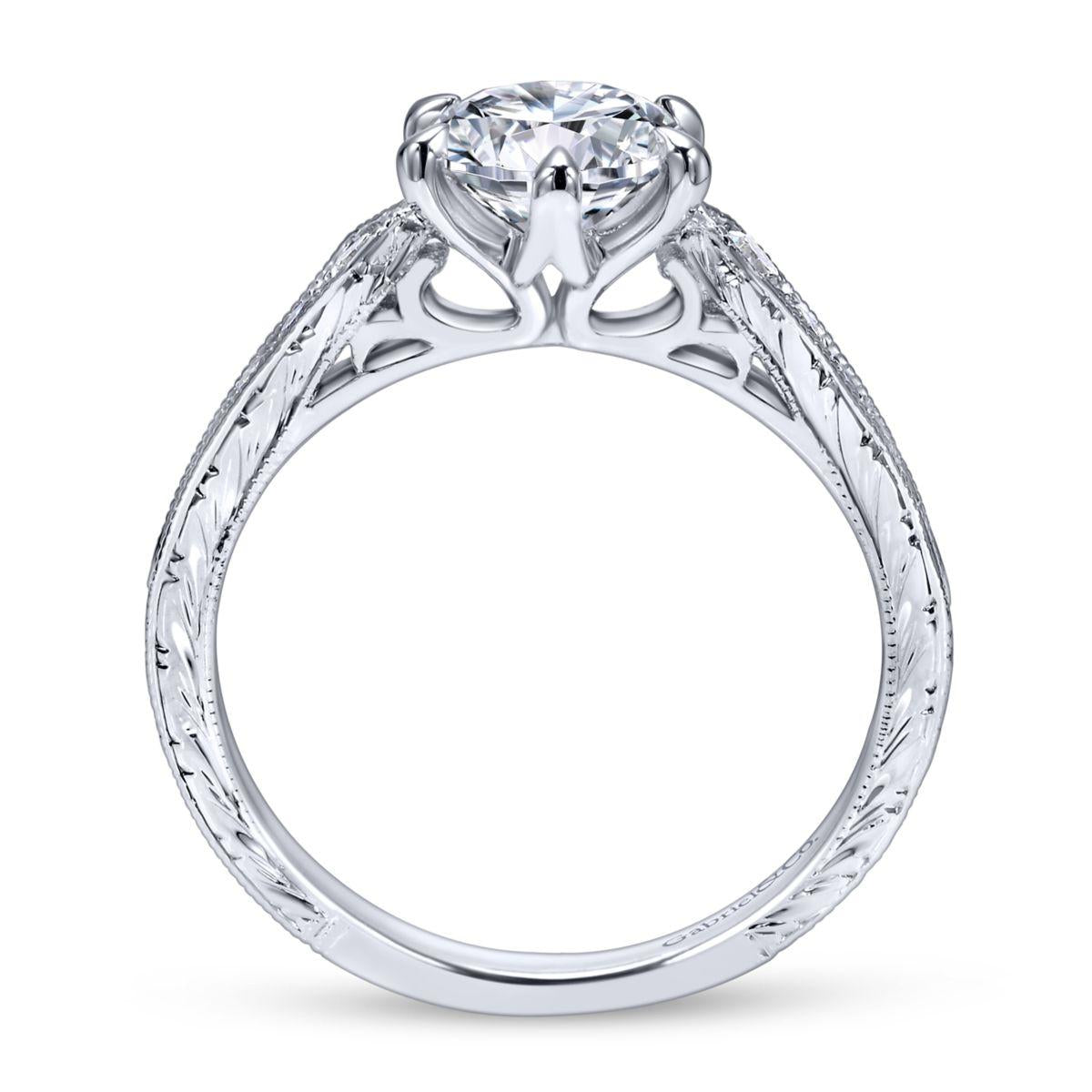 Gabriel & Co. 14k White Gold Victorian Straight Engagement Ring