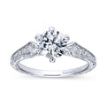 Gabriel & Co. 14k White Gold Victorian Straight Engagement Ring