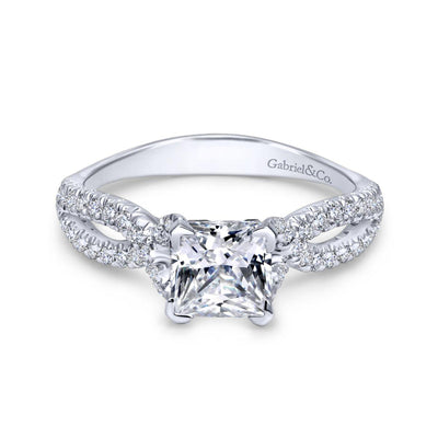 Gabriel & Co. 14k White Gold Contemporary Twisted Engagement Ring