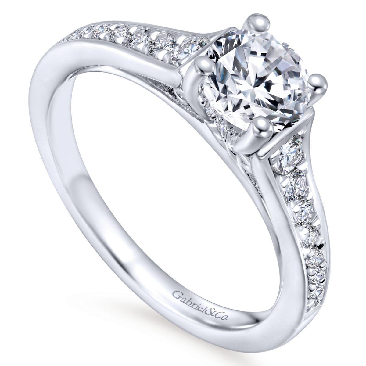 Gabriel & Co. 14k White Gold Contemporary Straight Engagement Ring