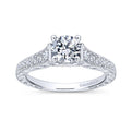 Gabriel & Co. 14k White Gold Victorian Straight Engagement Ring