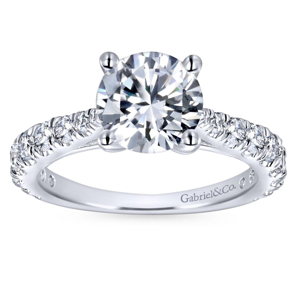 Gabriel & Co. 14k White Gold Contemporary Straight Engagement Ring