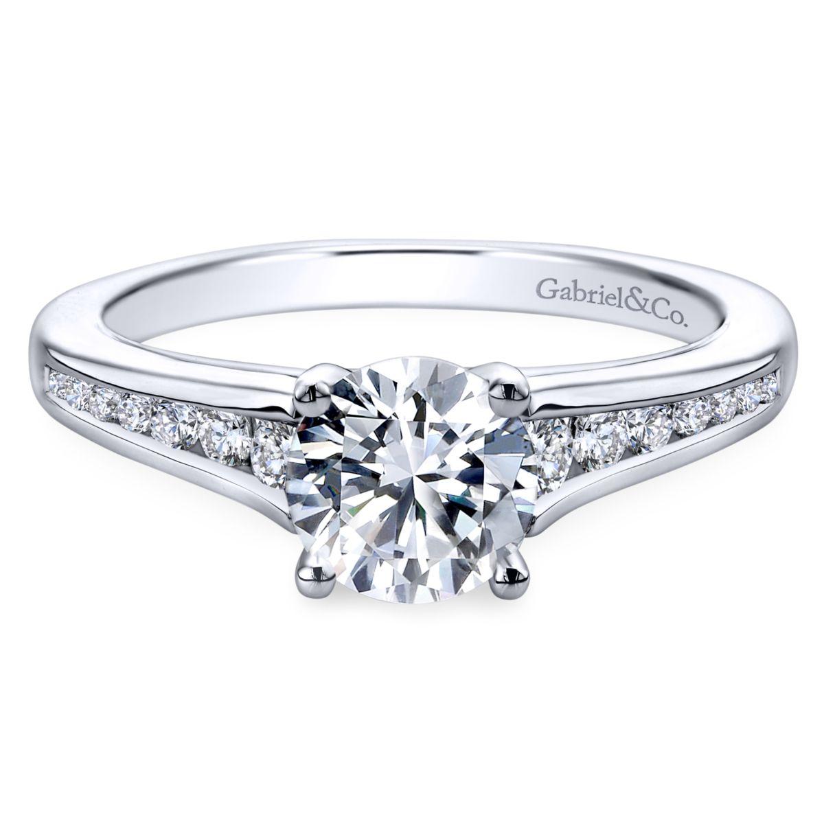 Gabriel & Co. 14k White Gold Contemporary Straight Engagement Ring