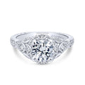 Gabriel & Co. 14k White Gold Victorian Halo Engagement Ring