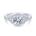 Gabriel & Co. 14k White Gold Victorian Halo Engagement Ring