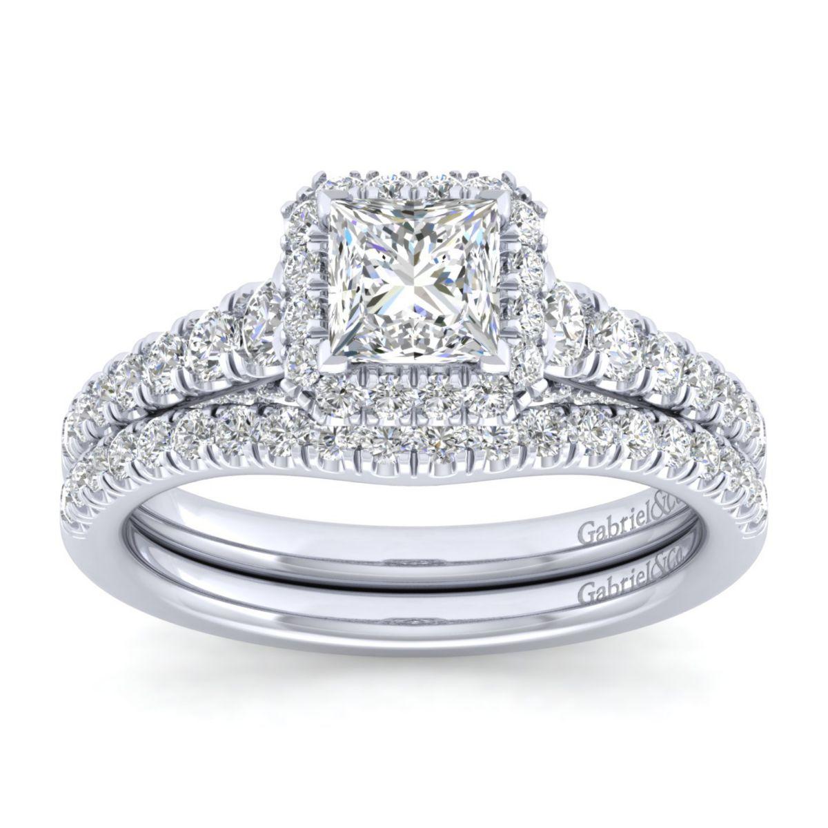 Gabriel & Co. 14k White Gold Entwined Halo Engagement Ring