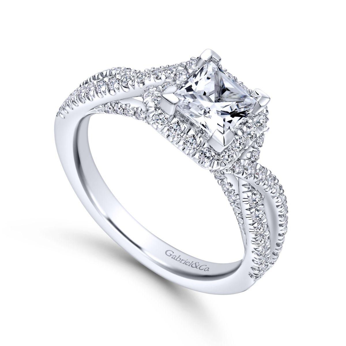 Gabriel & Co. 14k White Gold Entwined Halo Engagement Ring